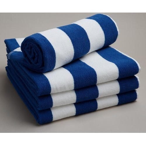Pool Towel White Blue Stripe Hand Towel