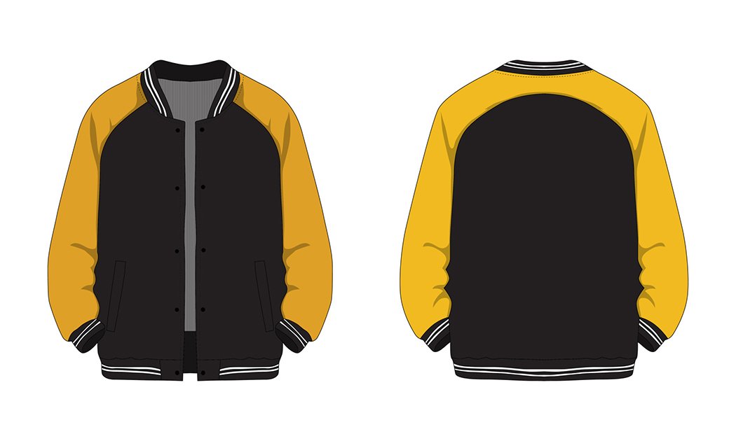 Varsity Jacket School Black Golden Yellow
