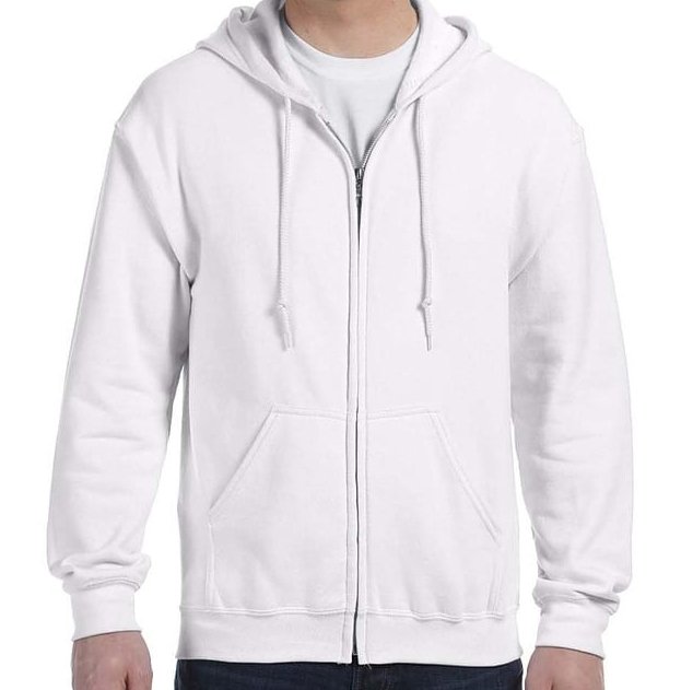 White School Hoody With Zipper