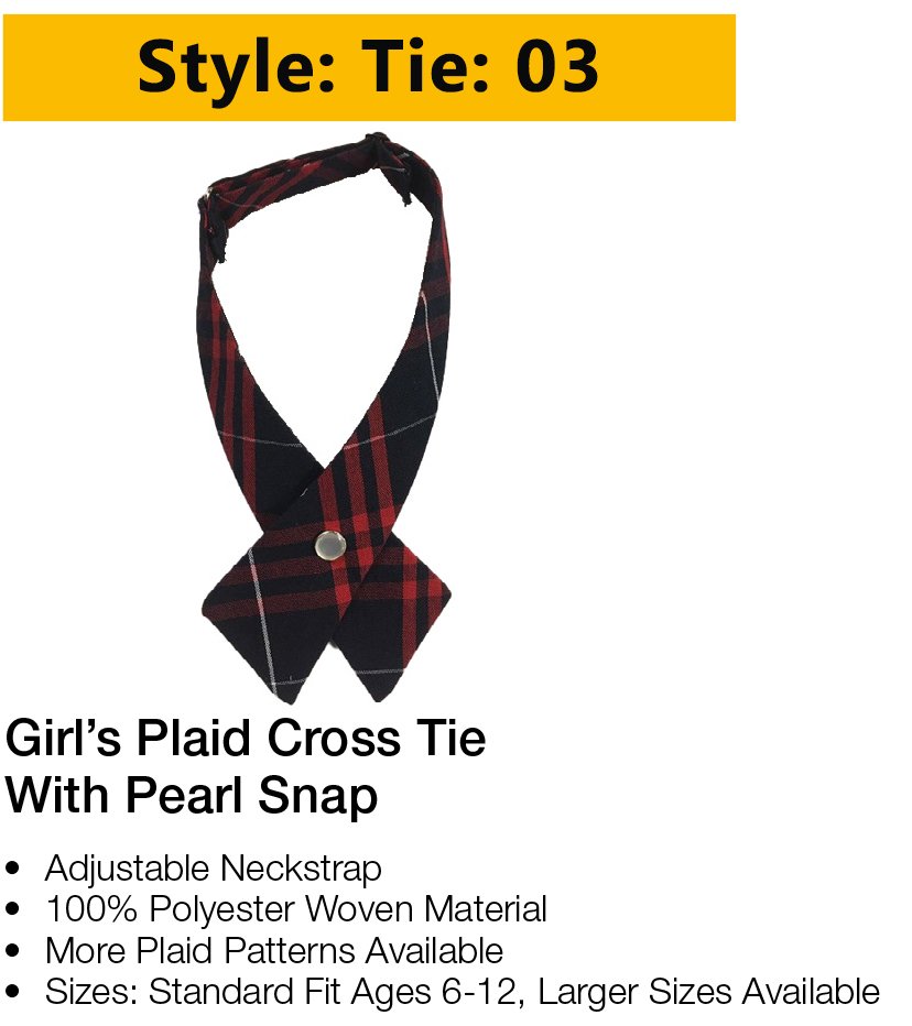 Girls Plaid Cross Tied Bow Tie With Pearl
